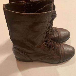 Brown Women’s Combat Boots Lace Up & Zip 9 Medium